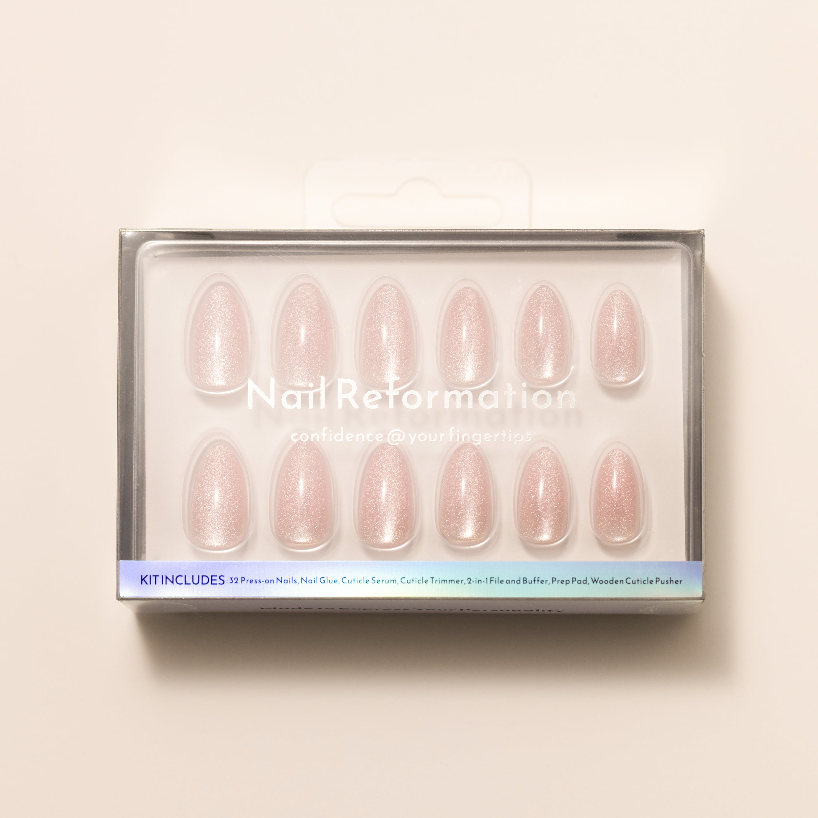 Pink Ribbon Nail Ribbon Pink Ribbon - Short Almond Press-On Nails | Nail Reformation